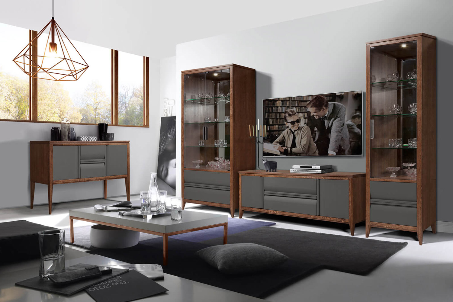 Шкаф с витриной Аликанте ГМ 1622Е