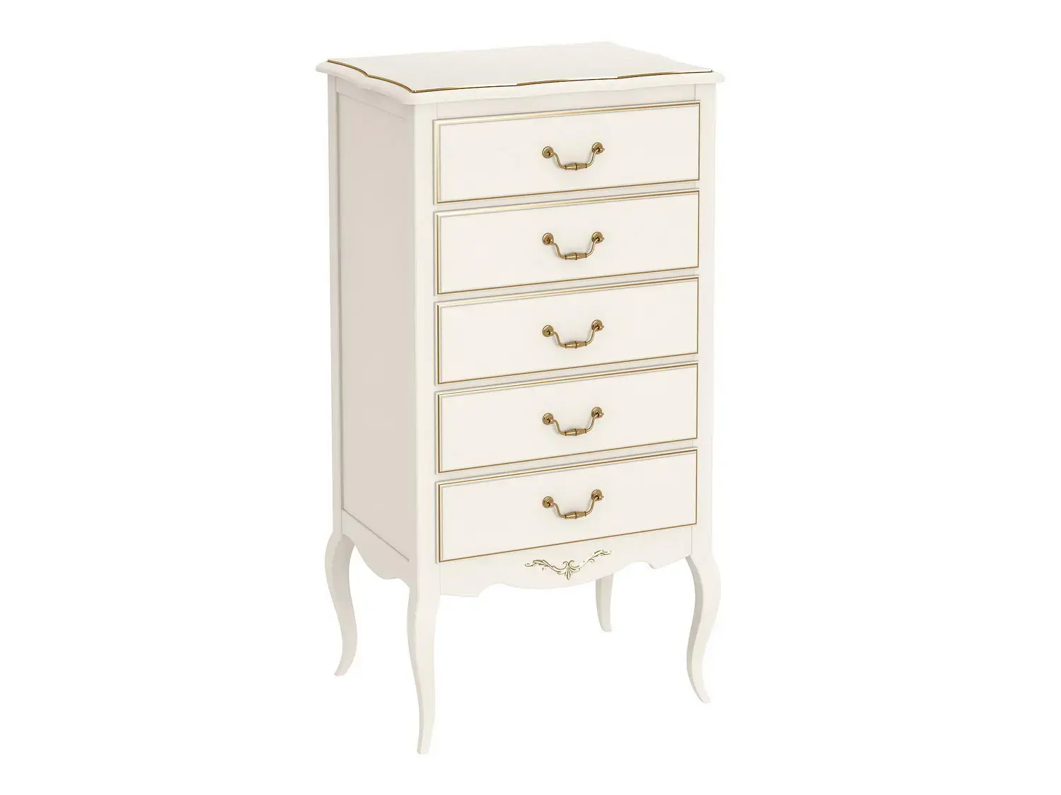 Комод с 5 ящиками белый дерево Авиньон