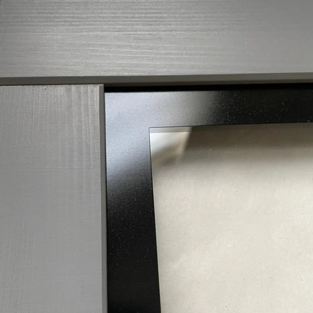 Буфет Сканди 4 стеклянные двери и ящики, серый 7046\антик