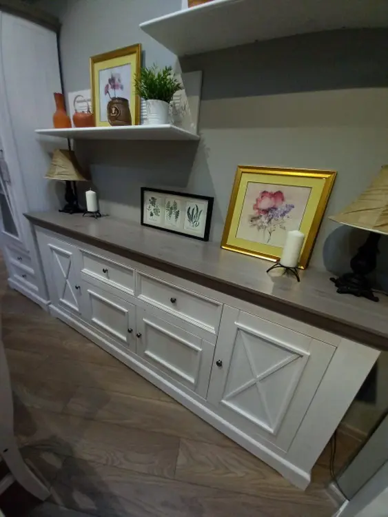 Комод Форест 4-дверный с 2-я ящиками белый воск/серый