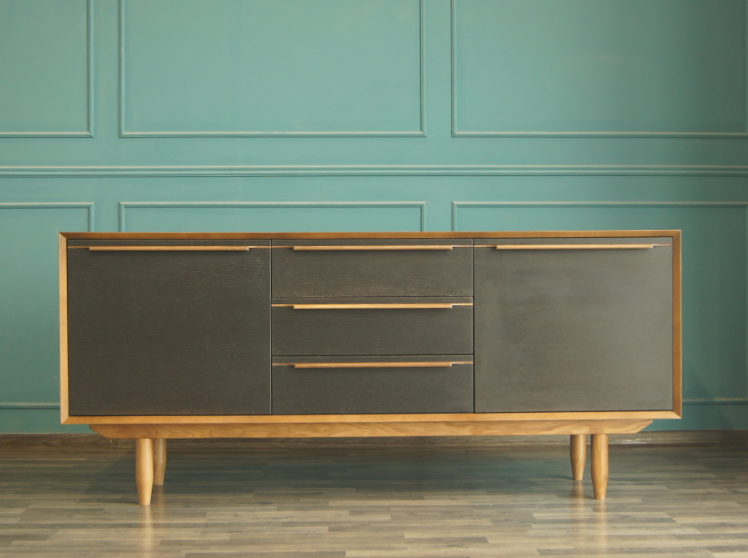 Комод с дверками "Bruni Black" с тремя ящиками и дверками