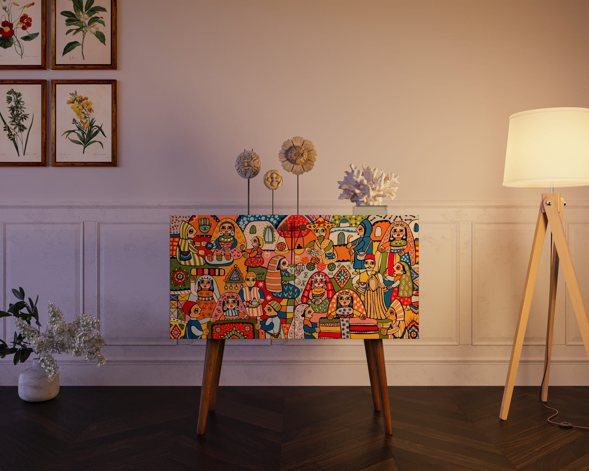 Комод с 2 ящиками на высоких ножках "Berber" малый