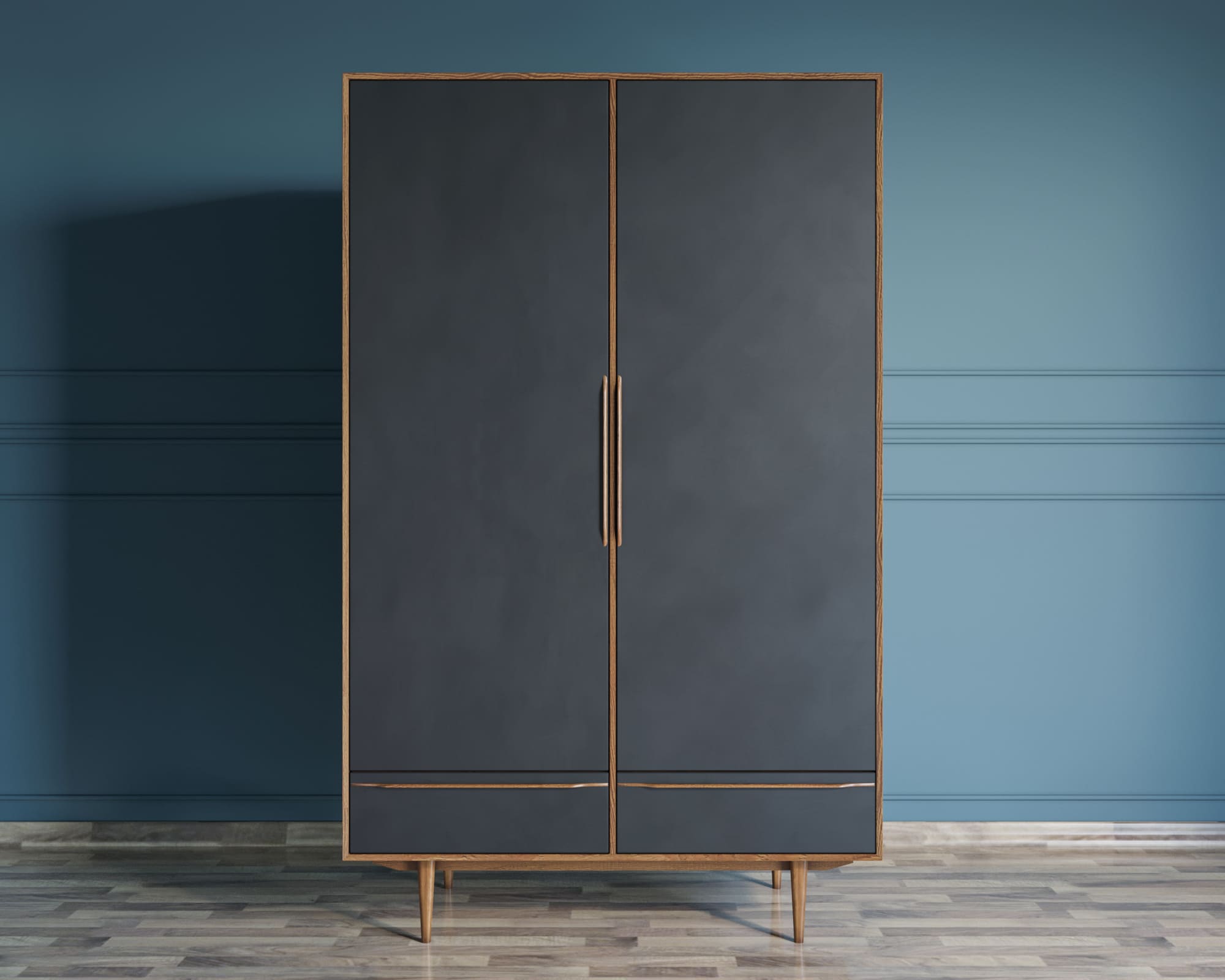 Шкаф двустворчатый  "Bruni Black" с двумя ящиками