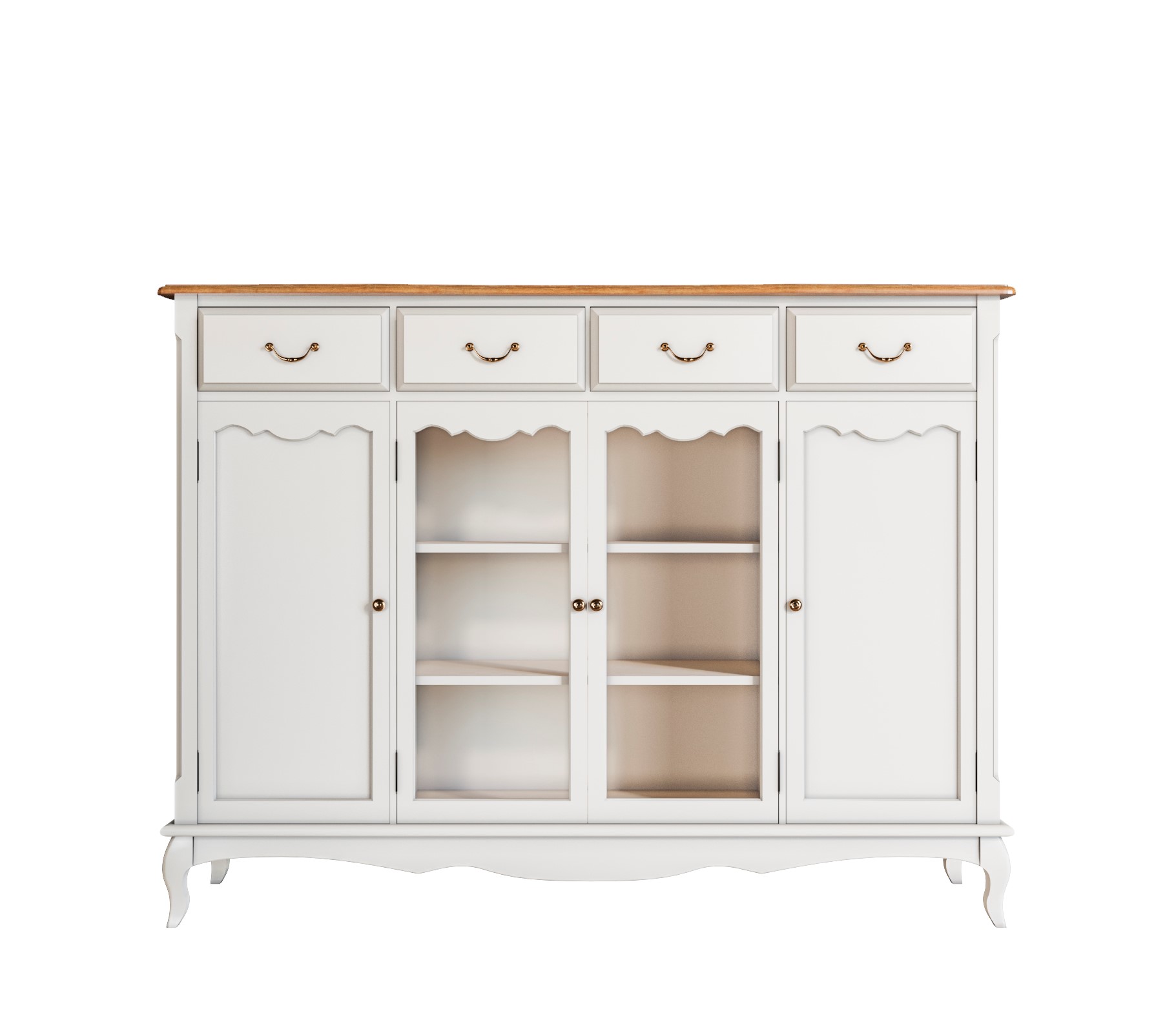 Комод-витрина с 4 ящиками массив берёзы Leontina