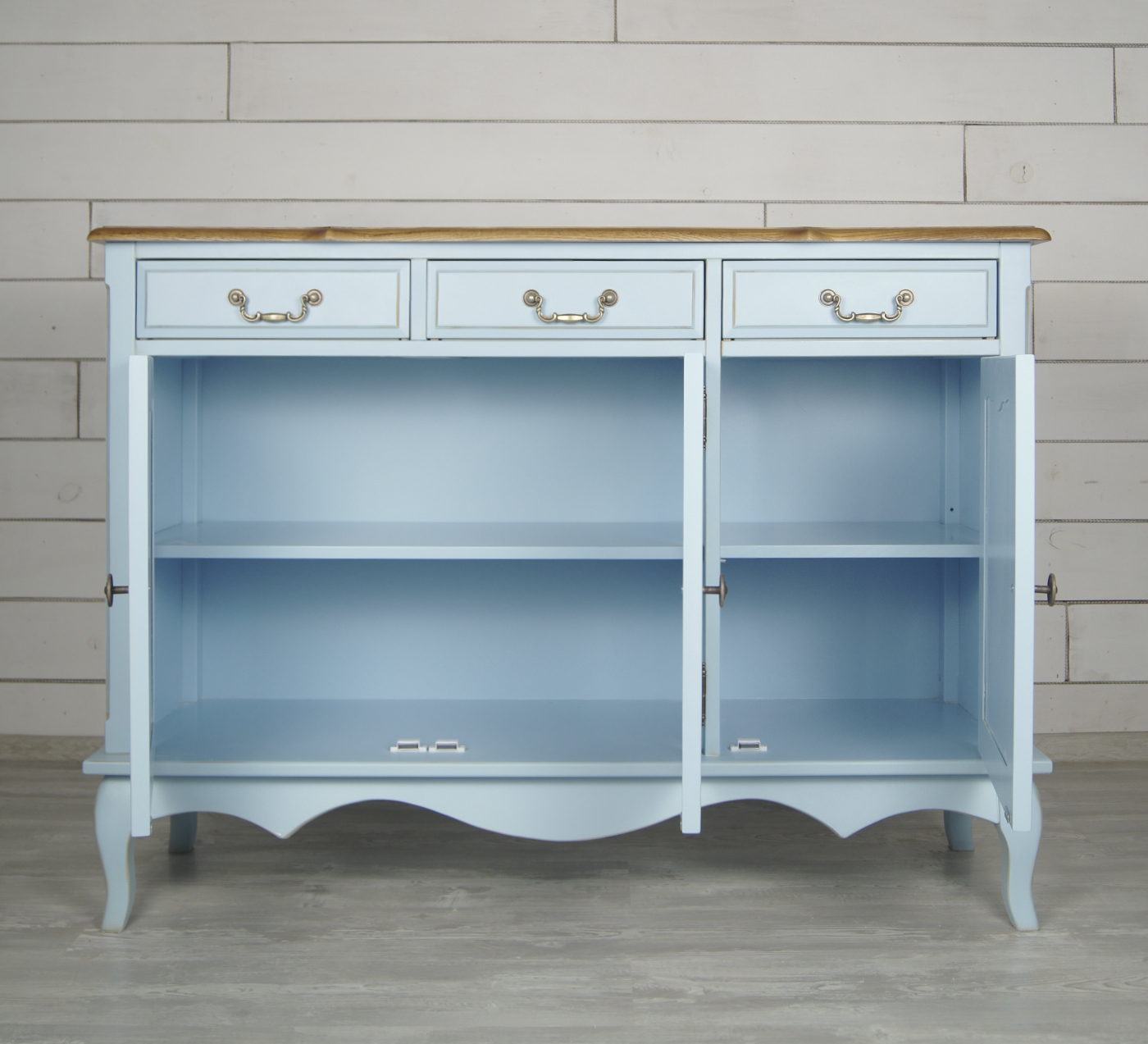 Комод 3 ящика массив "Leontina Blue" (3 ящика и 3 двери)