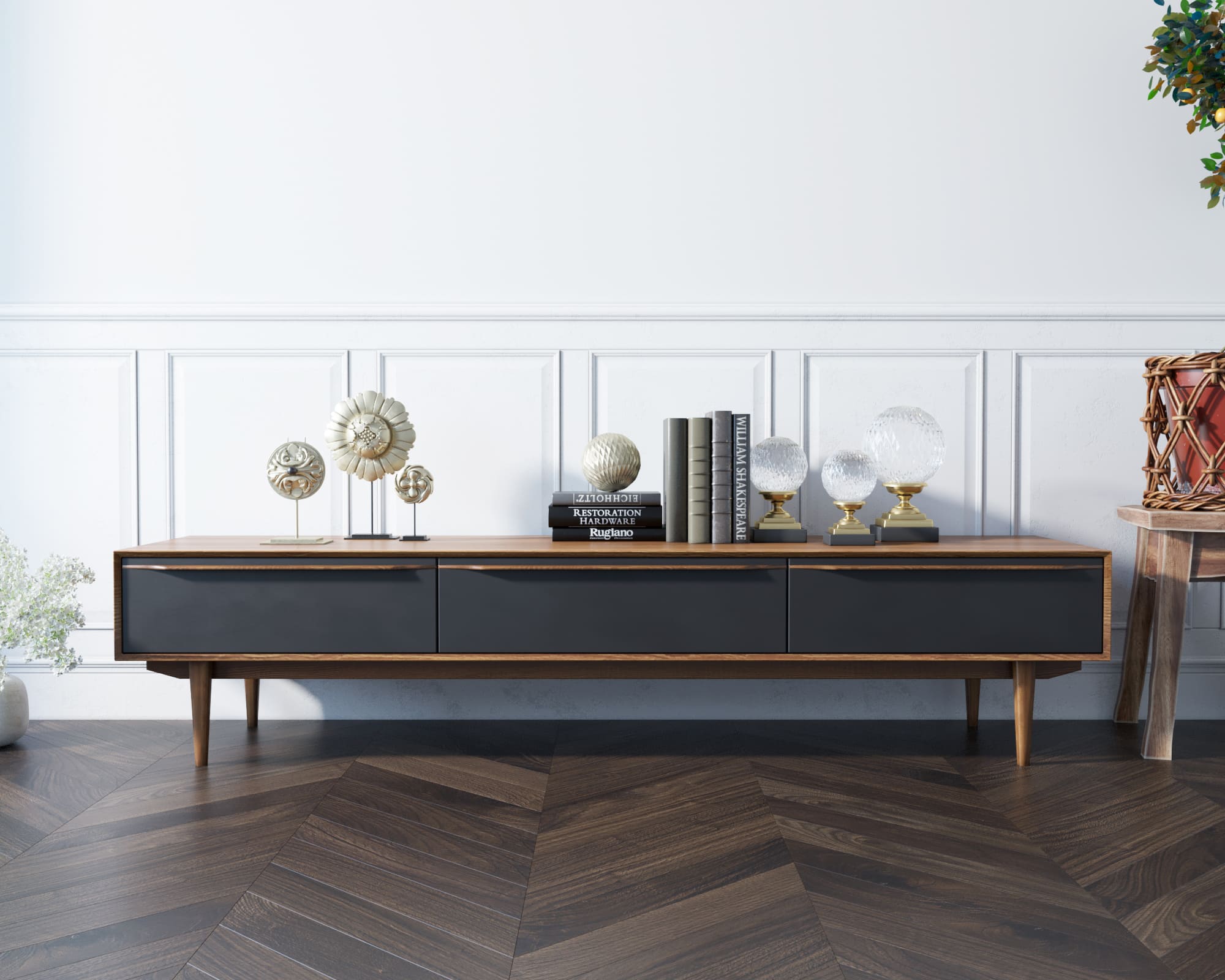 Консоль под TV "Bruni Black" с ящиками