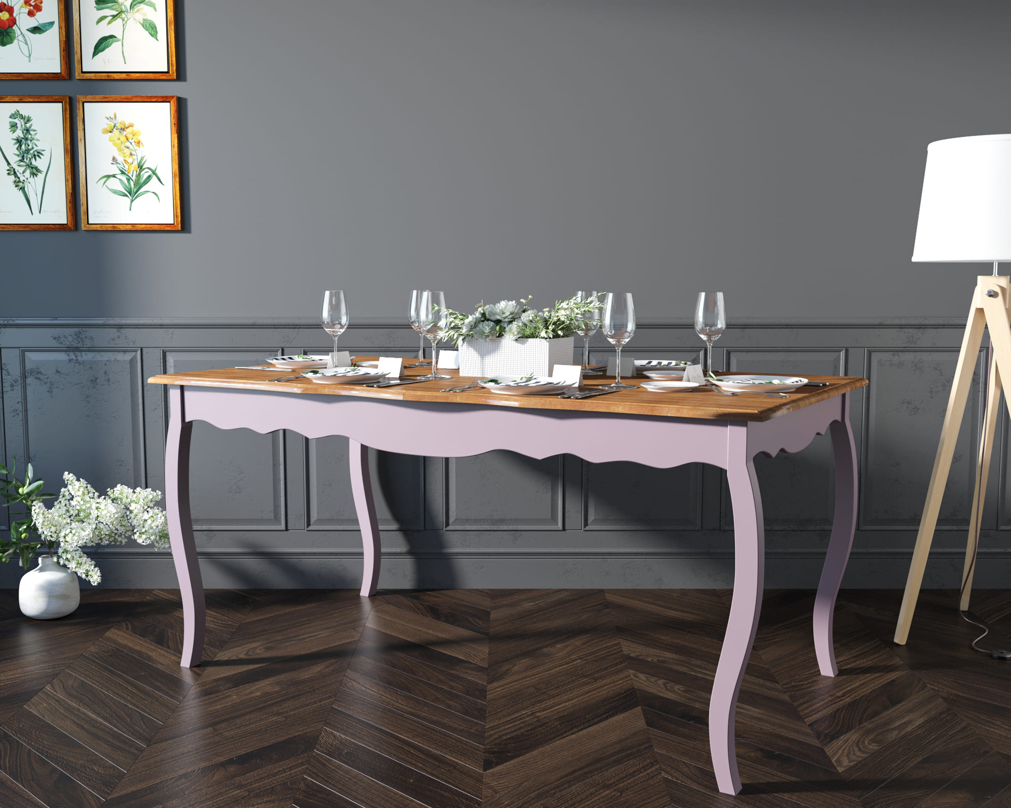 Раскладывающийся обеденный стол в стиле Прованс «Leontina Lavanda»