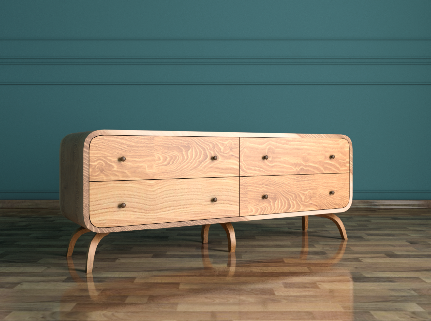 Большой комод с 4 ящиками дерева "Ellipse"