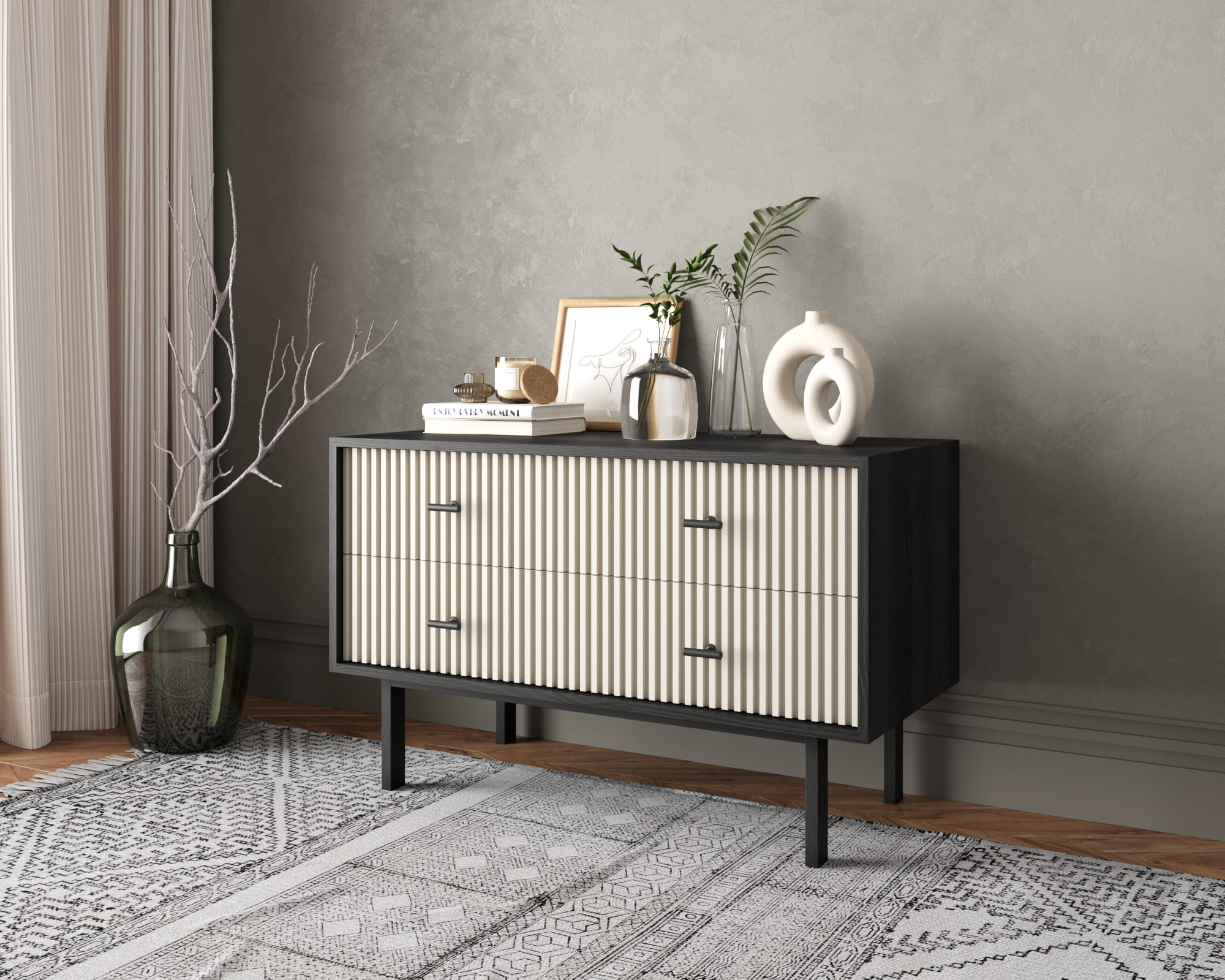 Комод с четырьмя ящиками "Emerson" арт EM05/milky/L