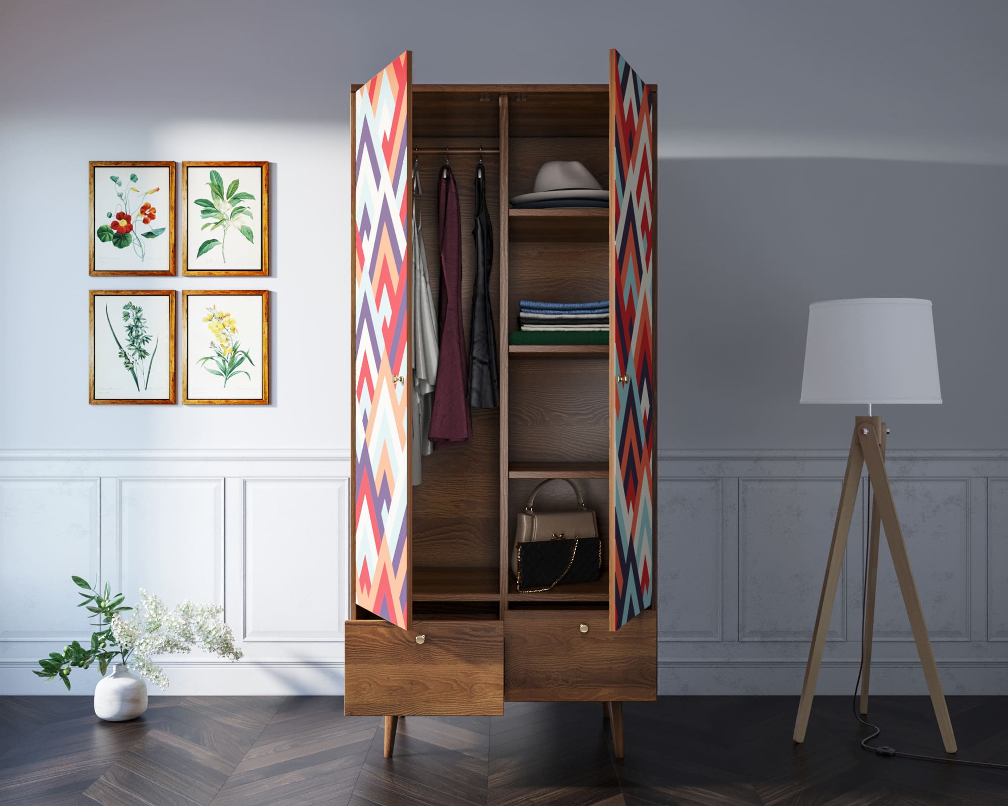 Шкаф двухстворчатый с 2 ящиками "Berber"