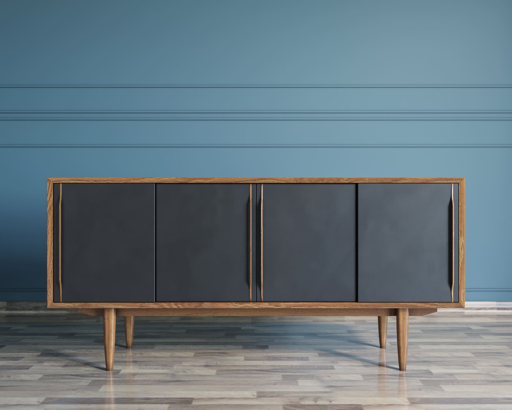 Комод тёмный массив "Bruni Black" четыре дверки