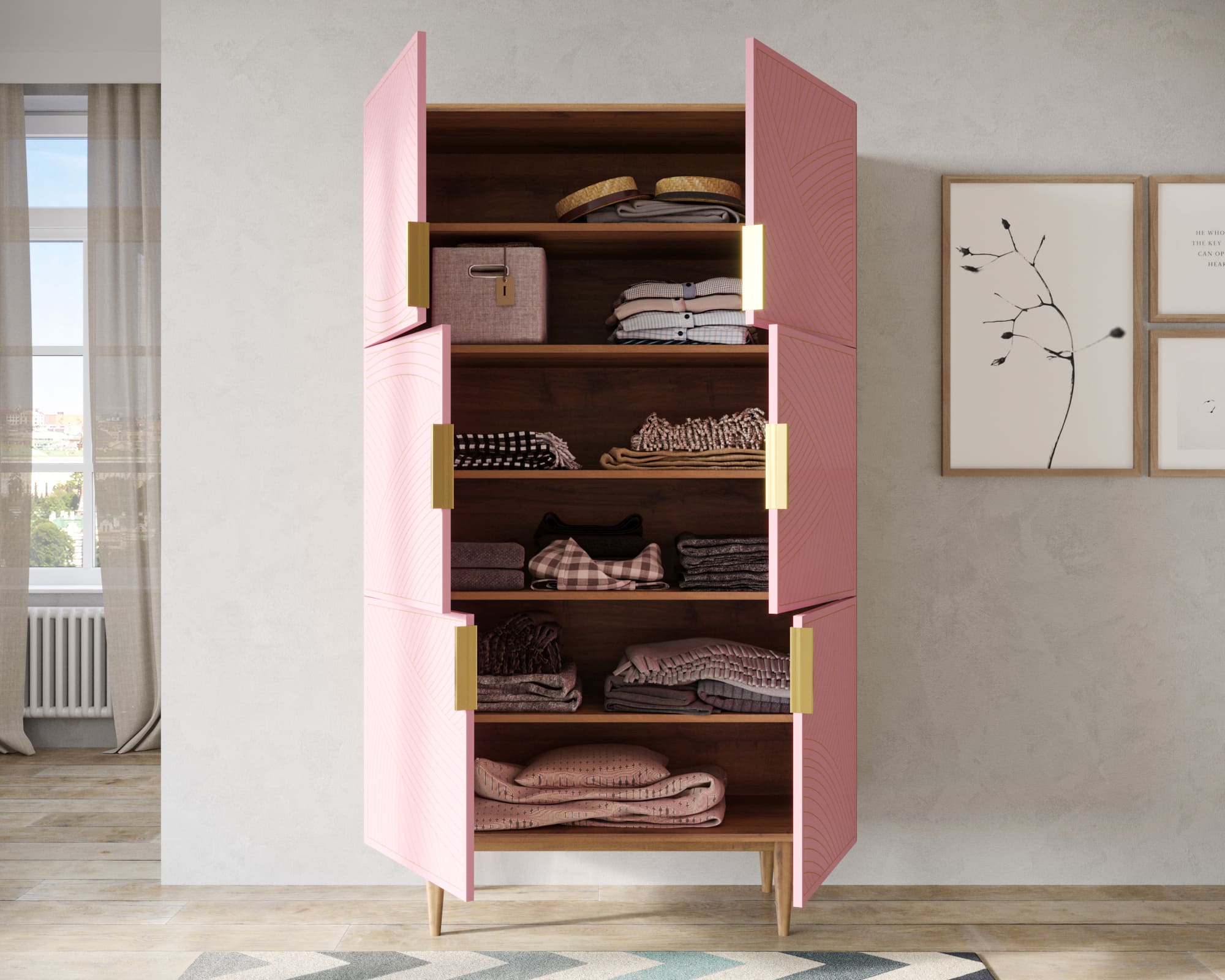 Большой комод с шестью дверками "Line" LN04/GR1