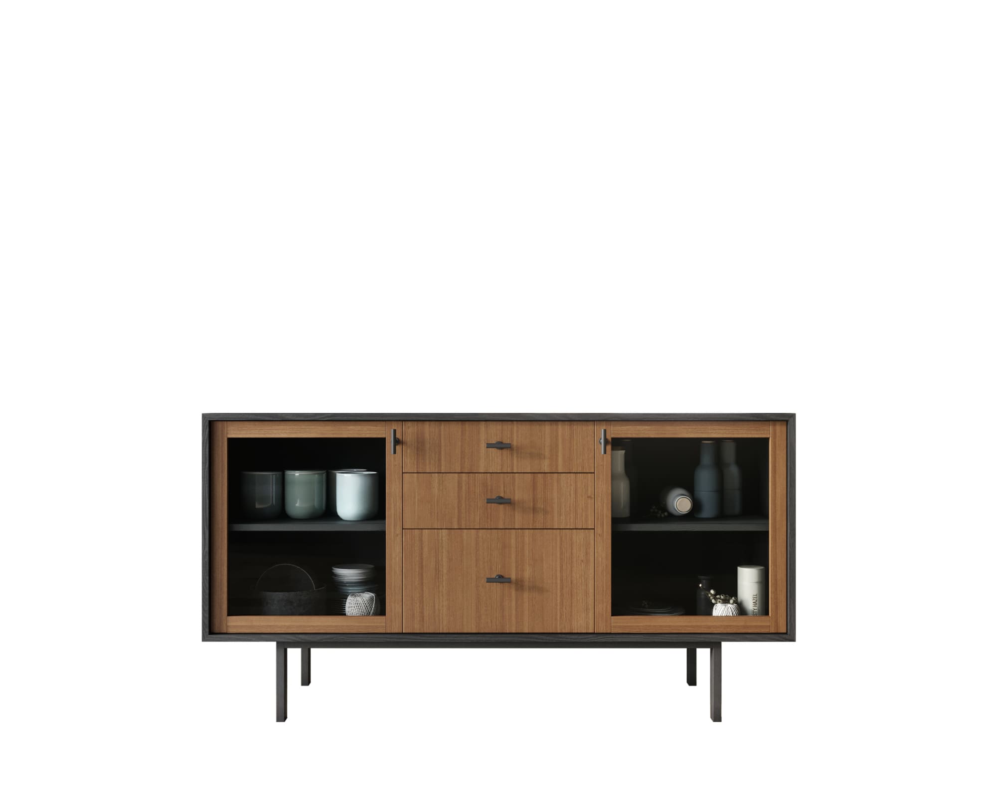 Комод две стеклянные дверки и три ящика "Emerson"