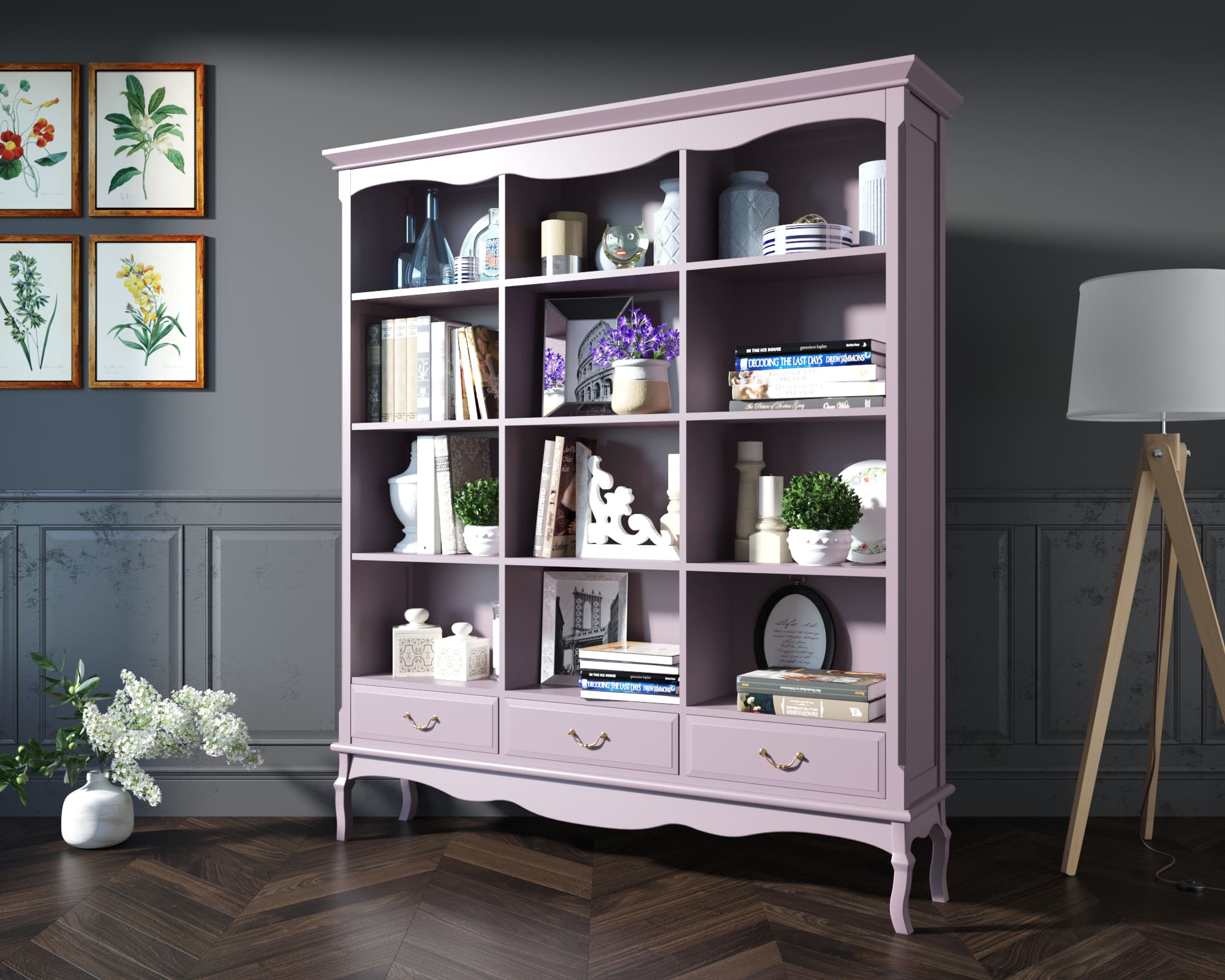 Стеллаж 3 ящика Leontina Lavanda тройной арт GS27/3L