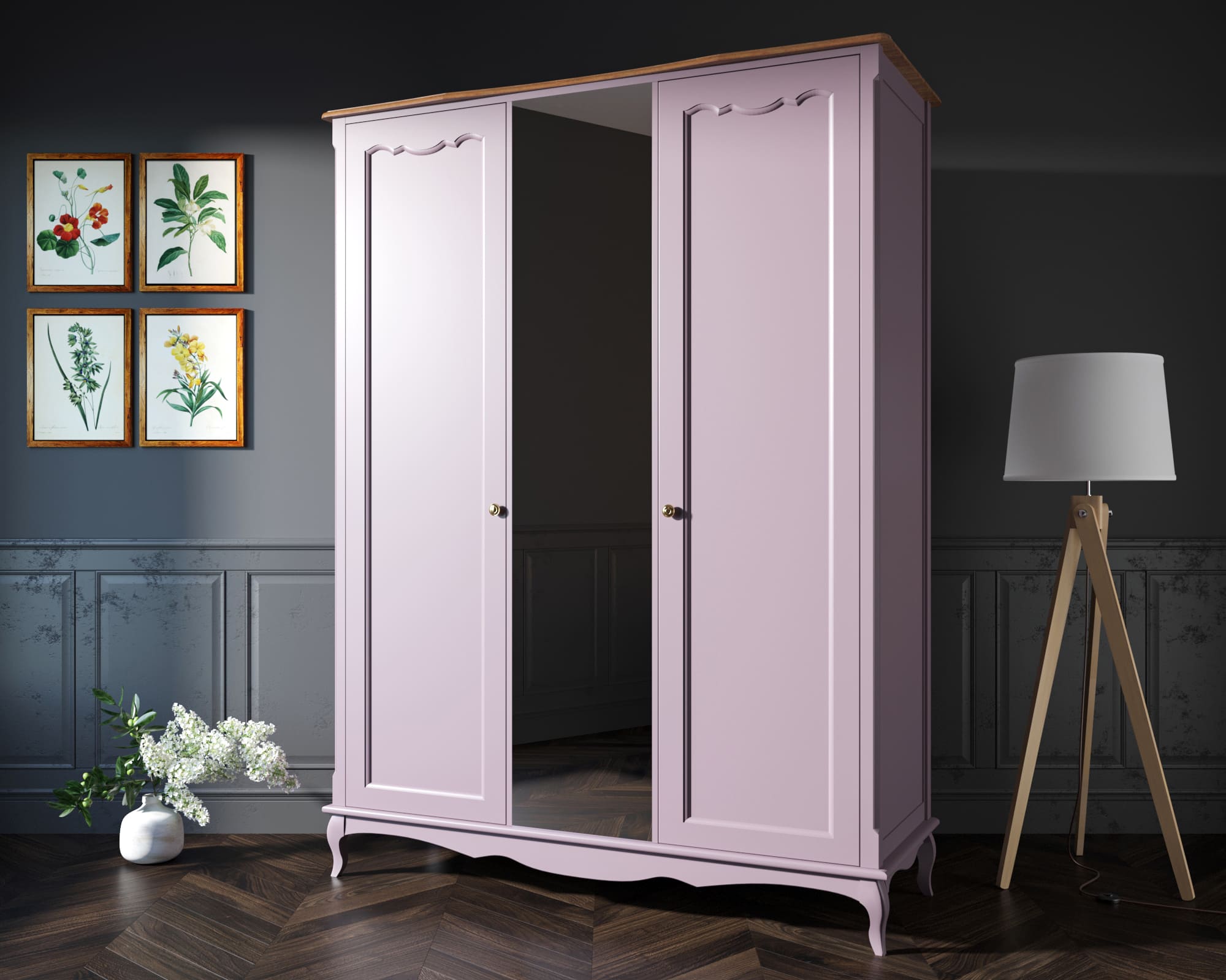 Шкаф Leontina Lavanda двухстворчатый с зеркалом арт ST9327ZL