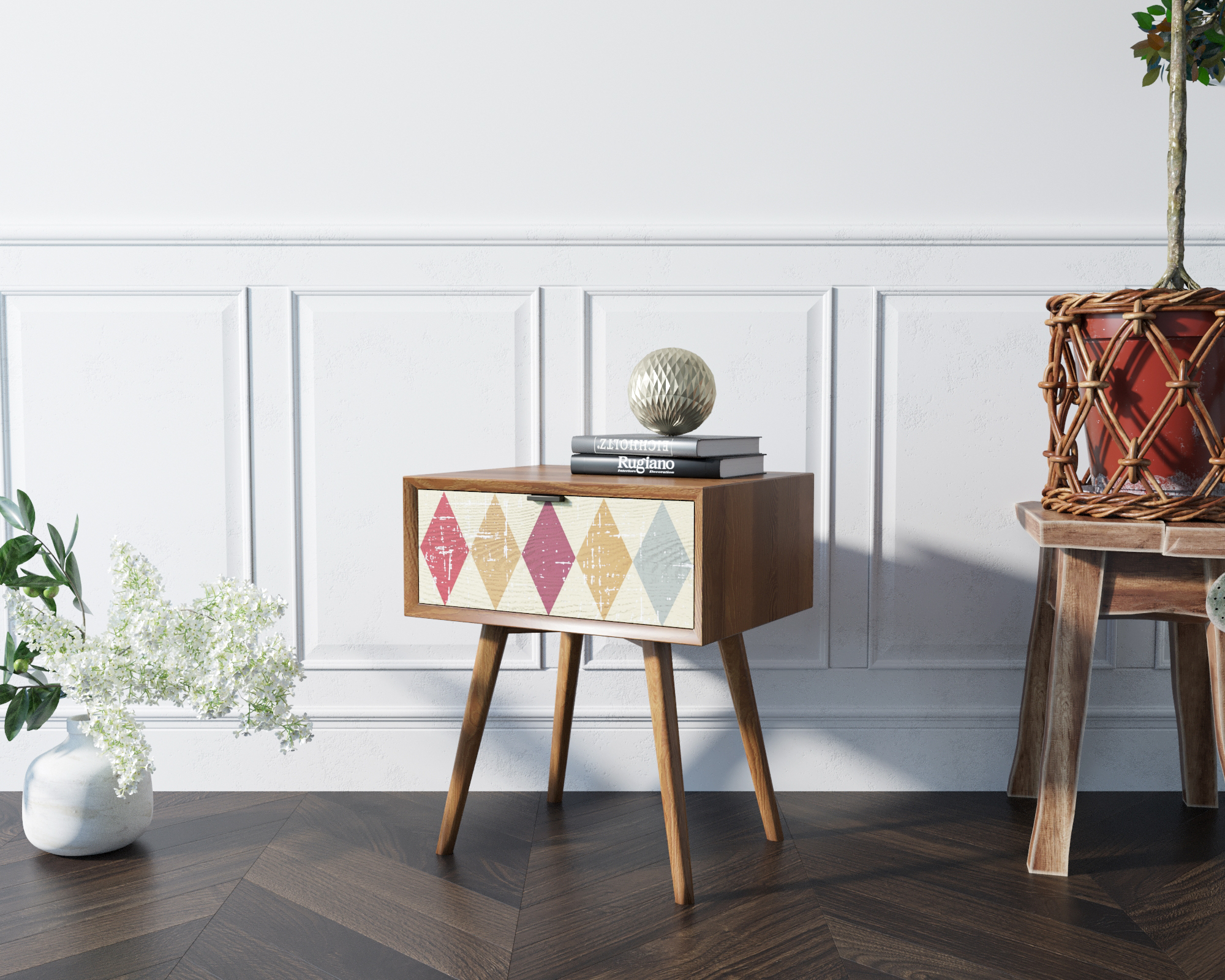 Тумба в Скандинавском стиле "Bruni print" с ящиком