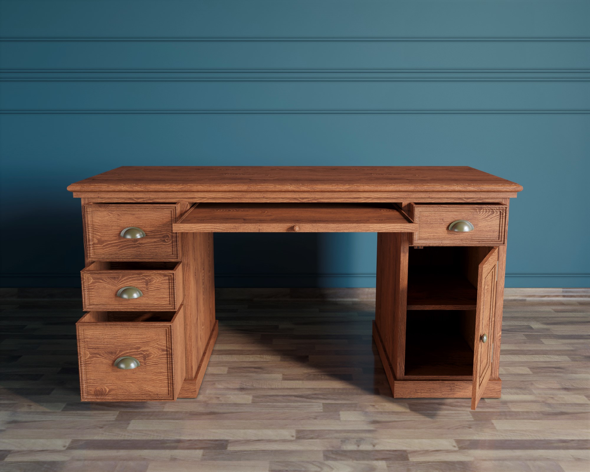 Стол рабочий с 4 ящиками "Palermo natural"