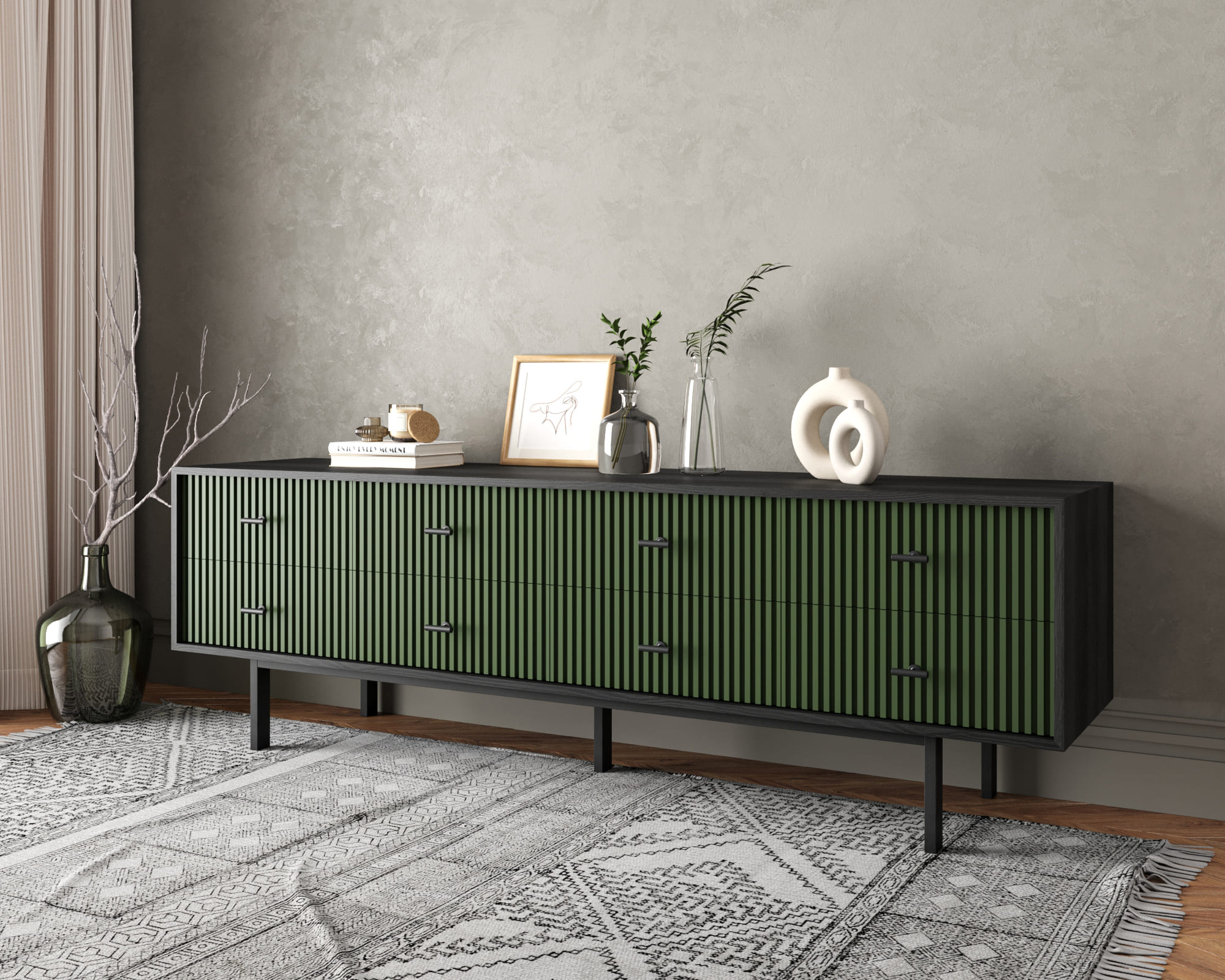 Комод с восемью ящиками "Emerson" арт EM03/green/L