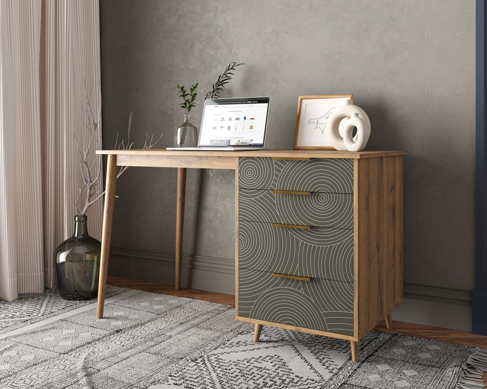 Стол рабочий "Line" с одной тумбой R23