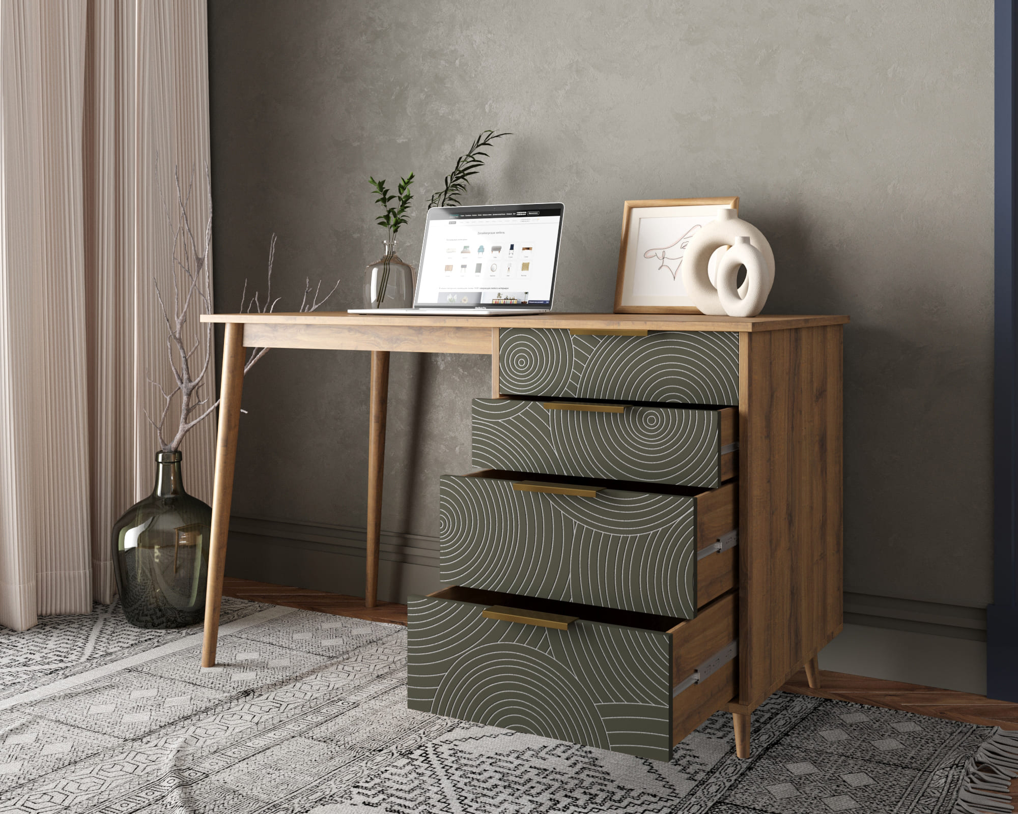 Стол рабочий "Line"  с одной тумбой R23