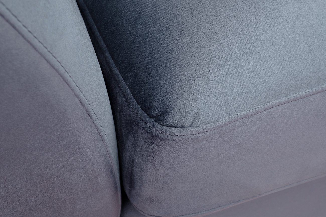 Диван Annette трехместный без мех,велюр сапфир Colt1006/хром 250*100*95