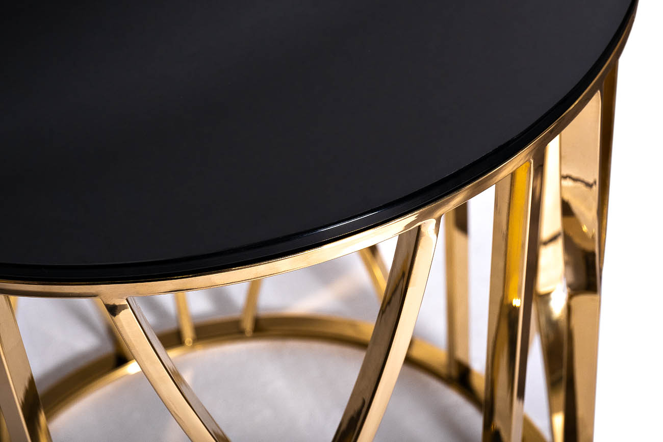 13RXET3103-GOLD Стол журнальный стекло черн./золото