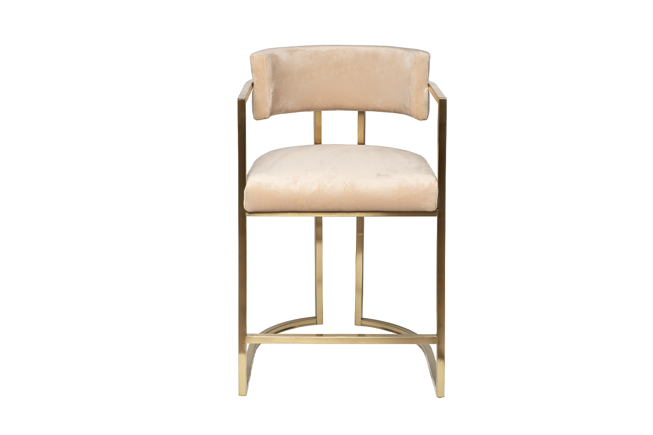 76AR-603GOLD-BG Стул полубарный велюр беж/мат. золото