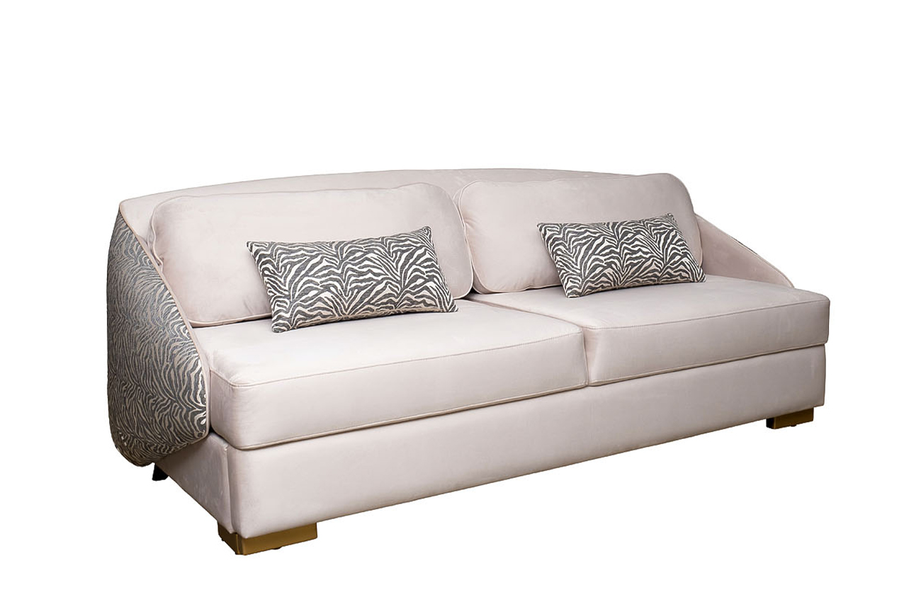 Диван Palazzo 240М трехместный раскладной, бежевый/принт Colt002+Ana Beg 2