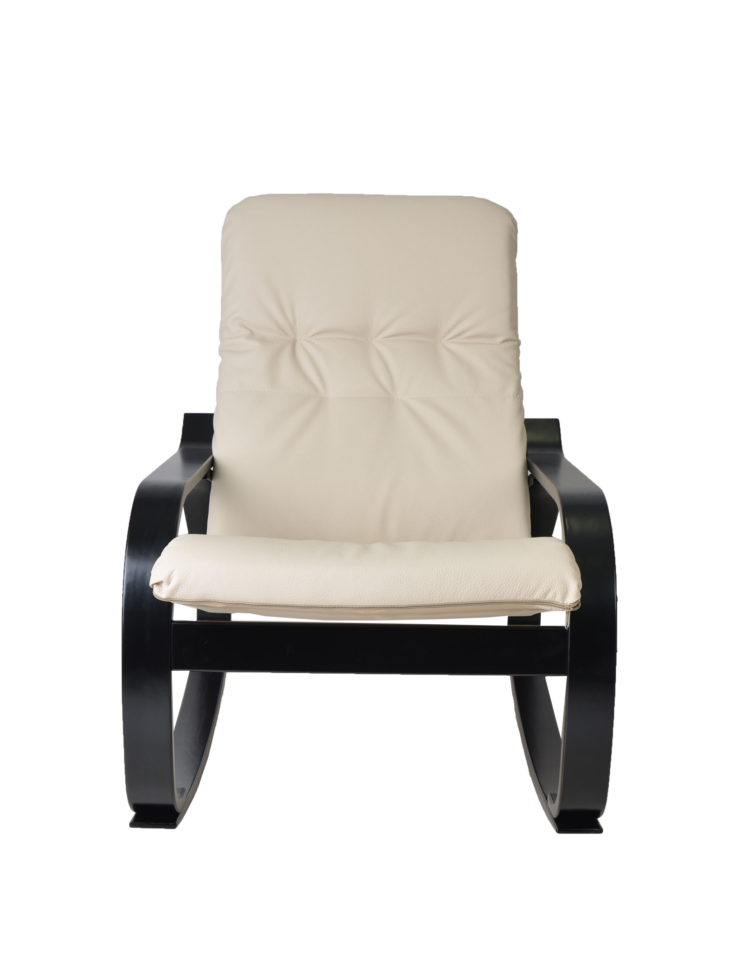 кресло-качалка Сайма  Экокожа бежевый каркас  Венге структура