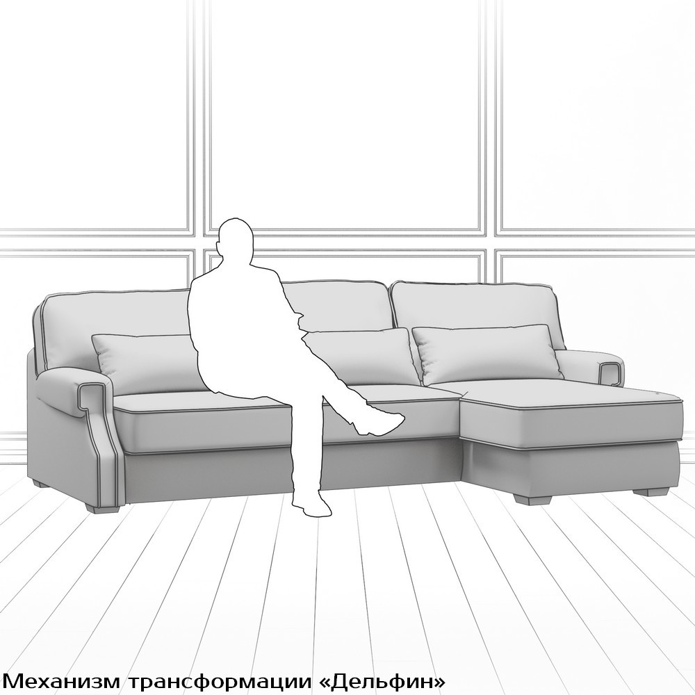 Диван Quadra L (с механизмом) DQL-TR-180-K03-Ka-B18