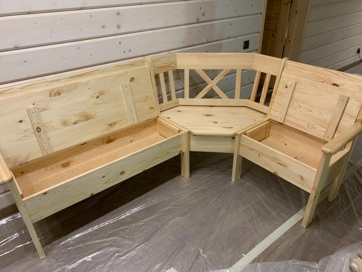 Скамья из массива сосны угловая Вокко 21-501