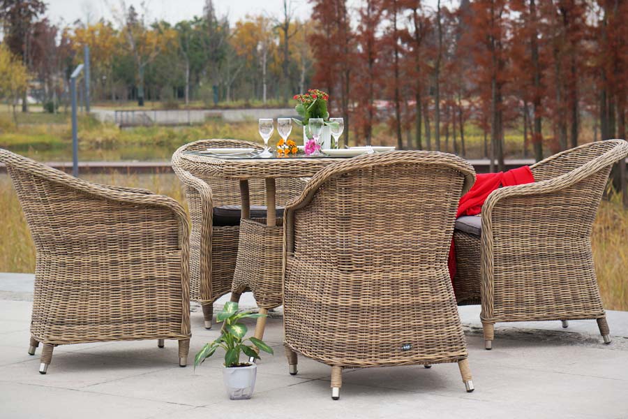 "Франческо" обеденная группа из искусственного ротанга, цвет соломенный