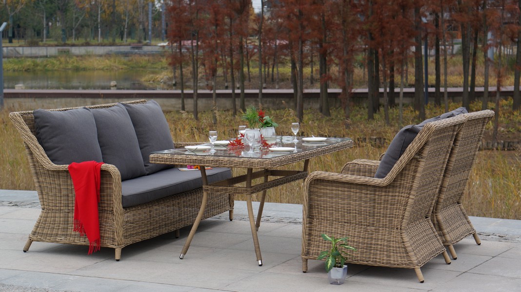 "Глиссандо" диван трехместный из искусственного ротанга, цвет соломенный