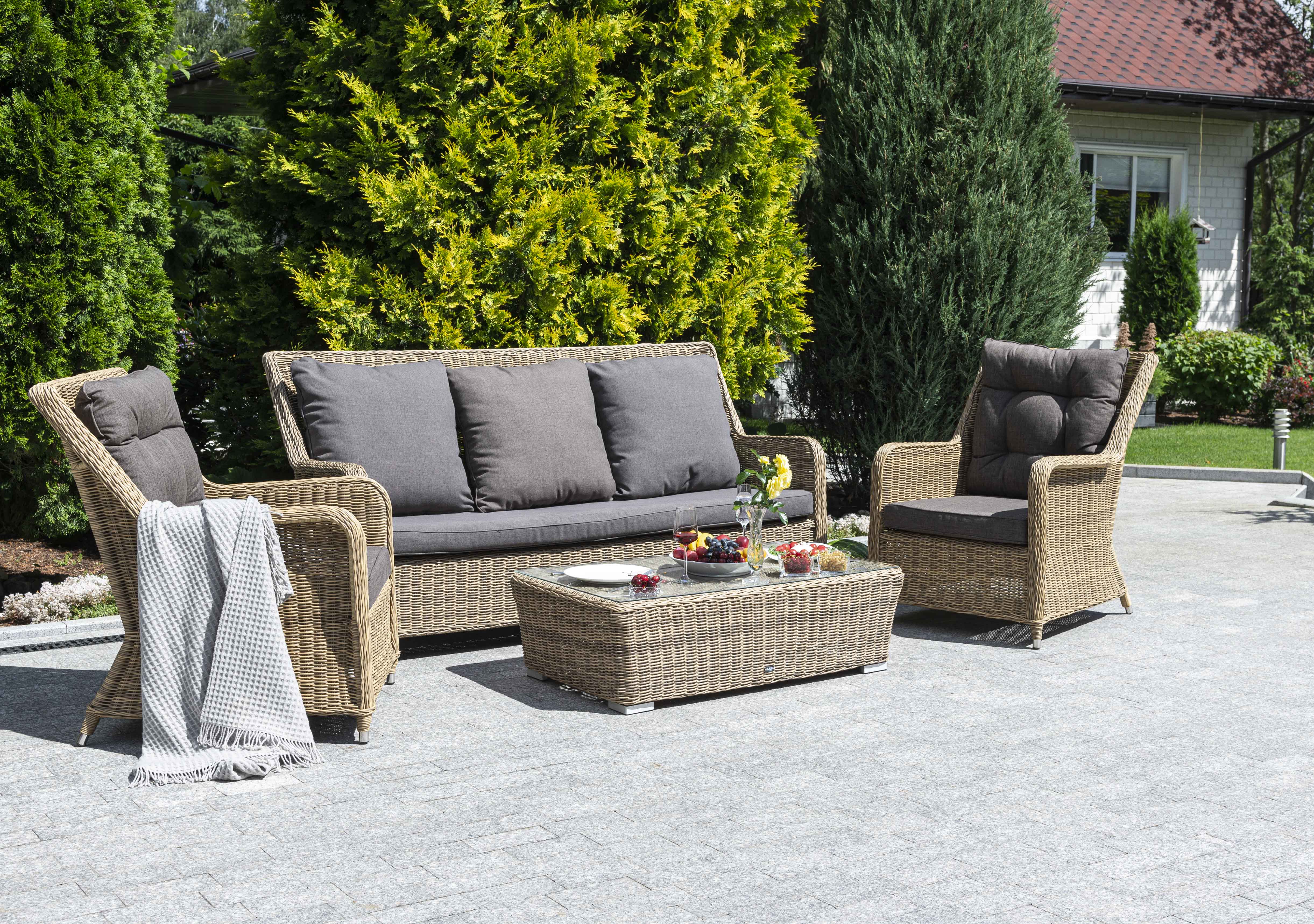 "Глиссандо" лаунж-зона из искусственного ротанга, цвет соломенный