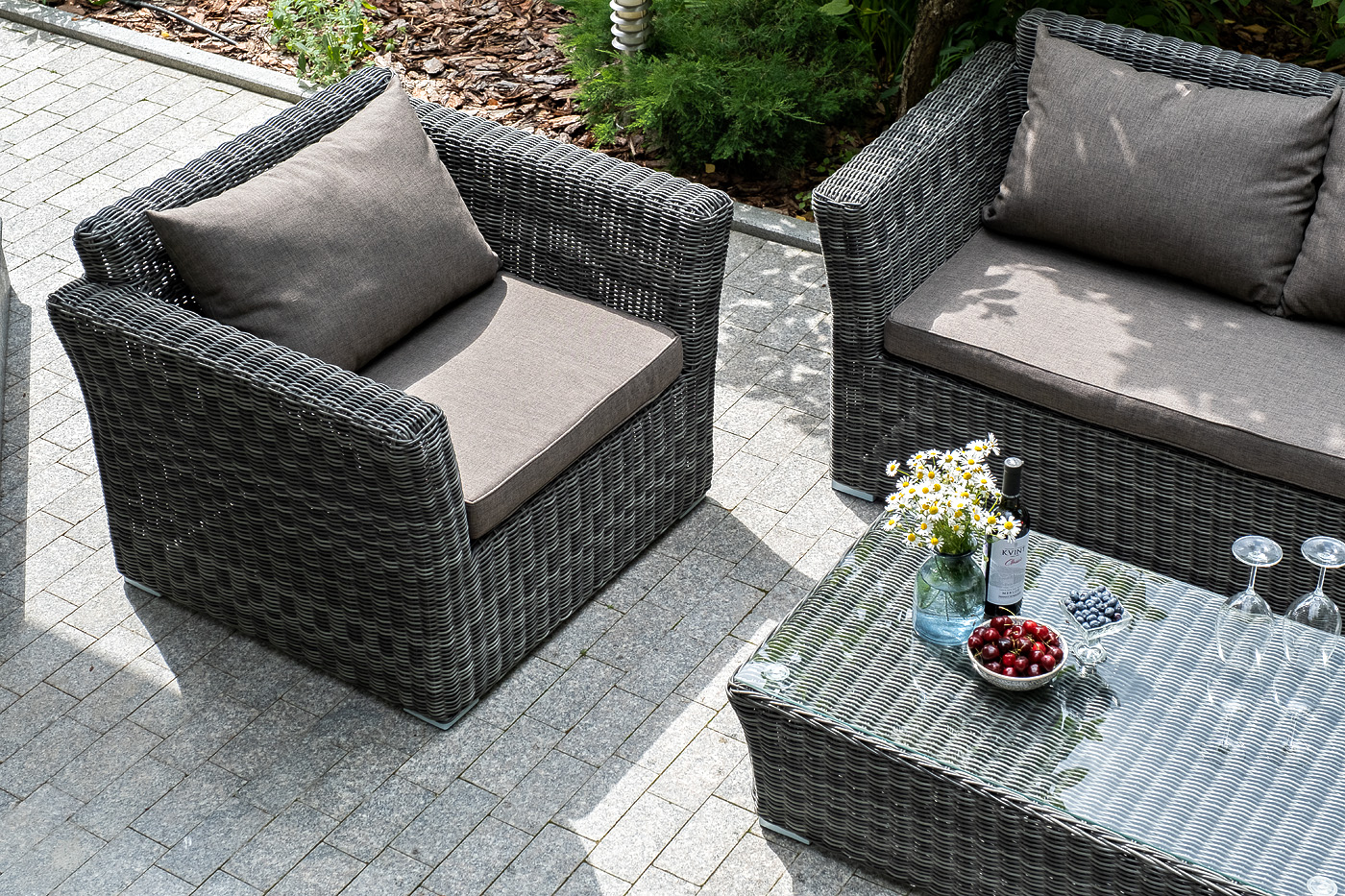 "Каприоли" лаунж-зона из искусственного ротанга, цвет графит