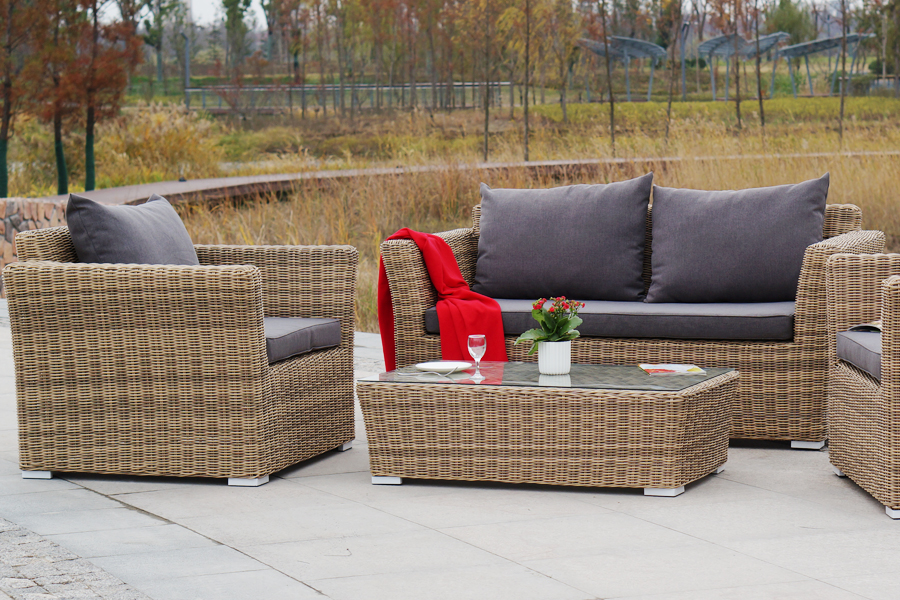 "Каприоли" лаунж-зона из искусственного ротанга, цвет соломенный