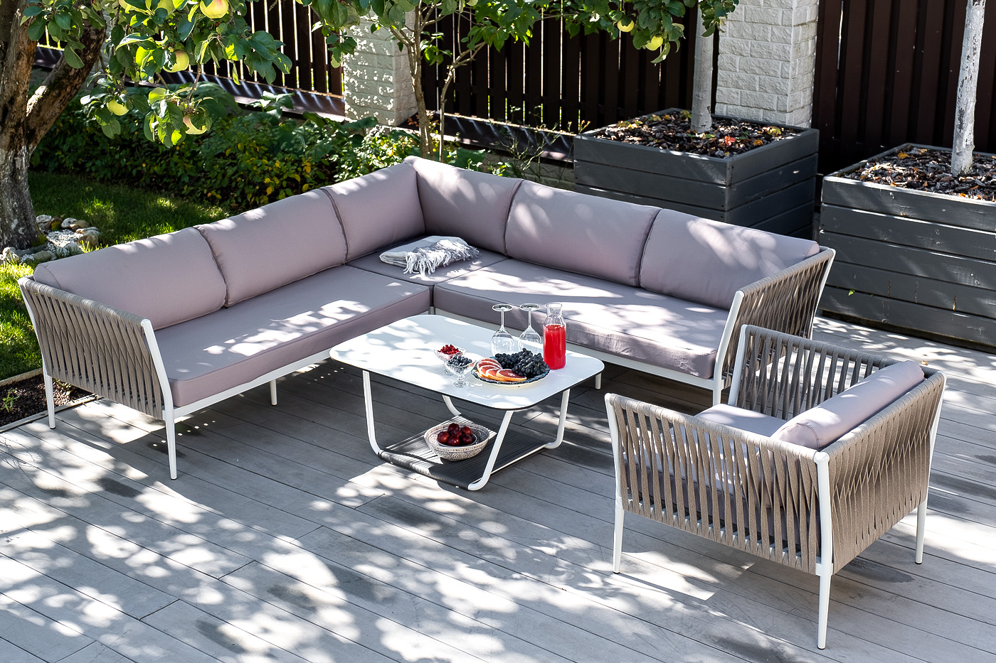 "Калабрия" модульная лаунж-зона из роупа (веревки), каркас из алюминия