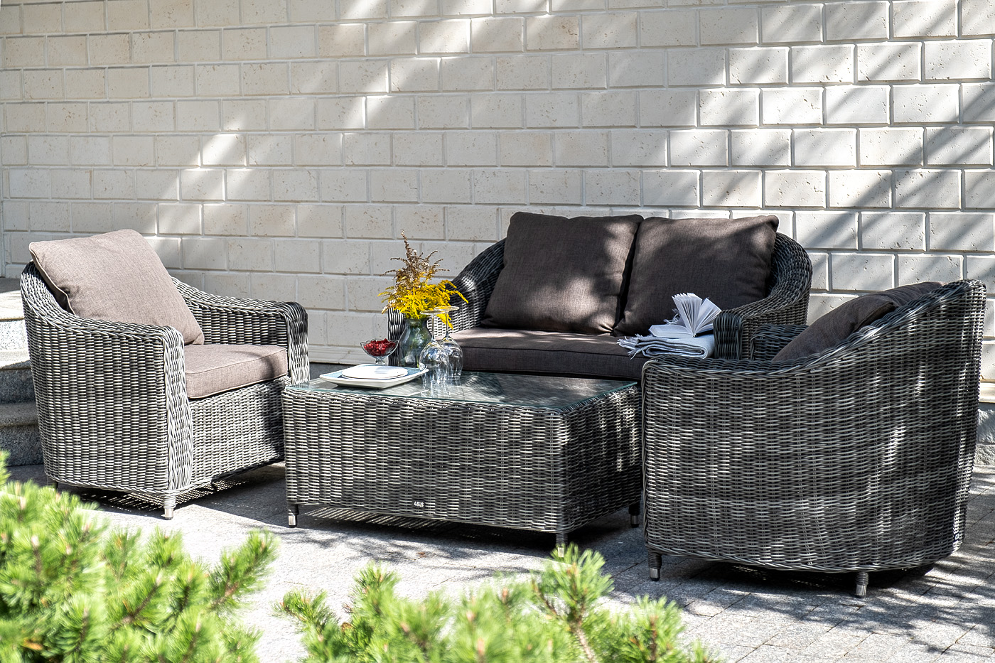 "Копаннини" кресло из искусственного ротанга, цвет графит