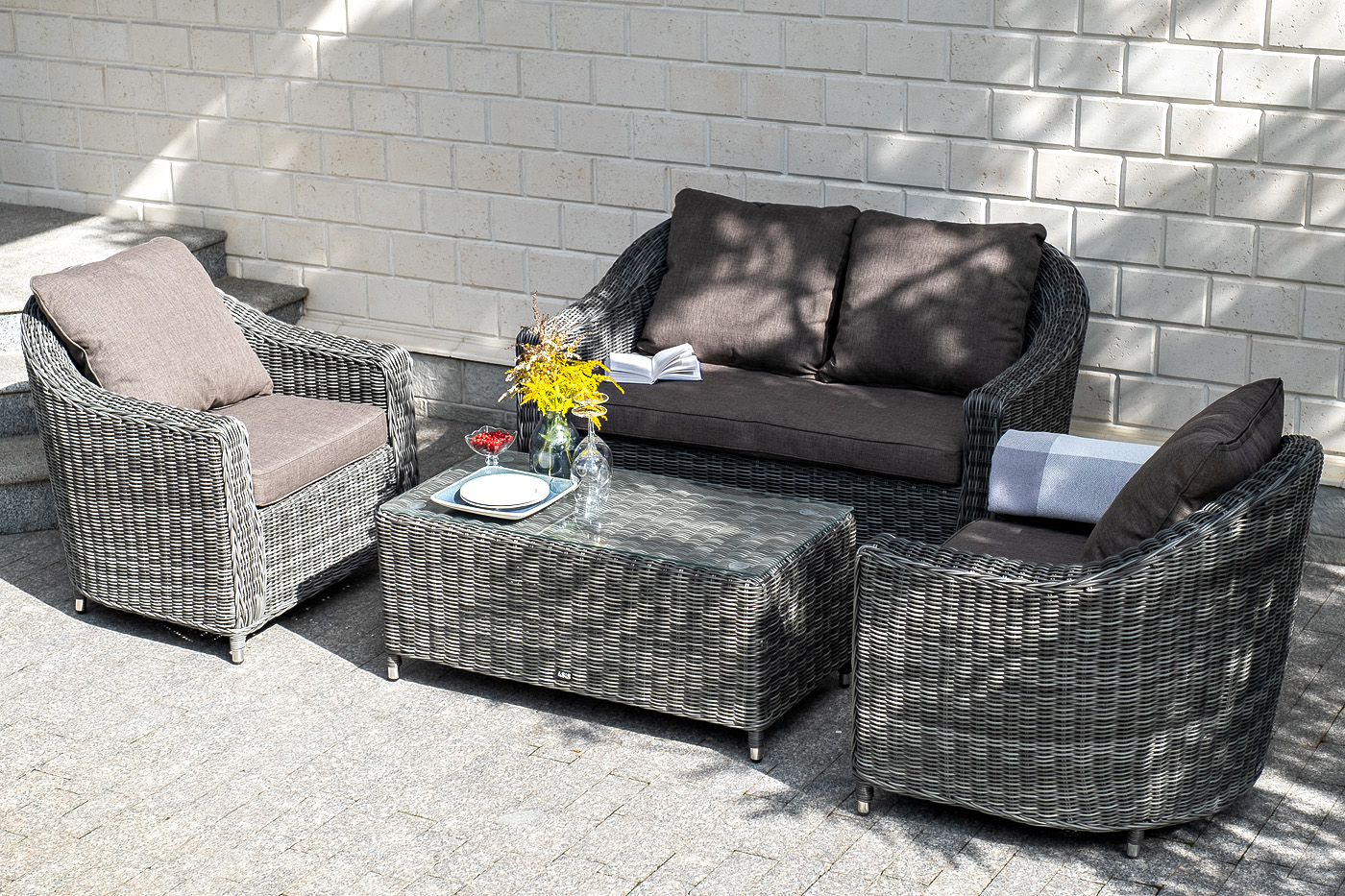 "Копаннини" кресло из искусственного ротанга, цвет графит