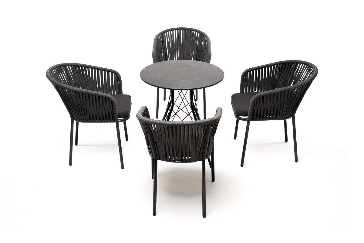 "Канти" обеденная группа на 4 персоны, круглый стол, цвет "серый гранит"