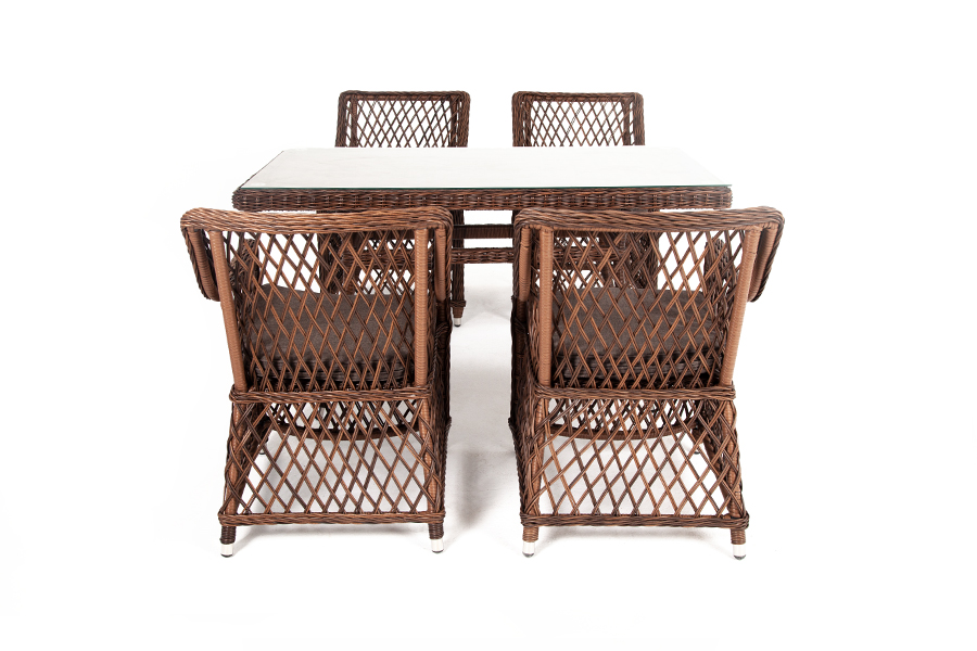 "Латтини–140 L" обеденная группа плетеная, цвет коричневый