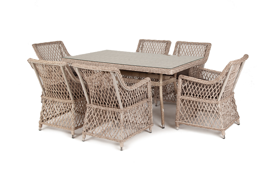 "Латтини" обеденная группа плетеная, цвет бежевый