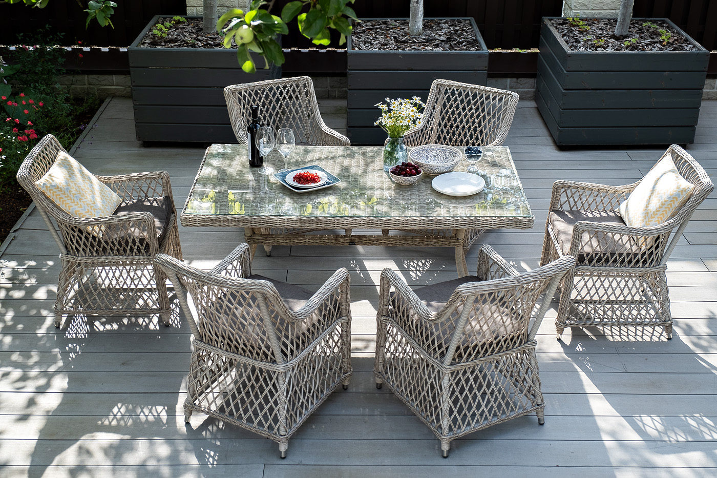 "Латтини" обеденная группа плетеная, цвет бежевый