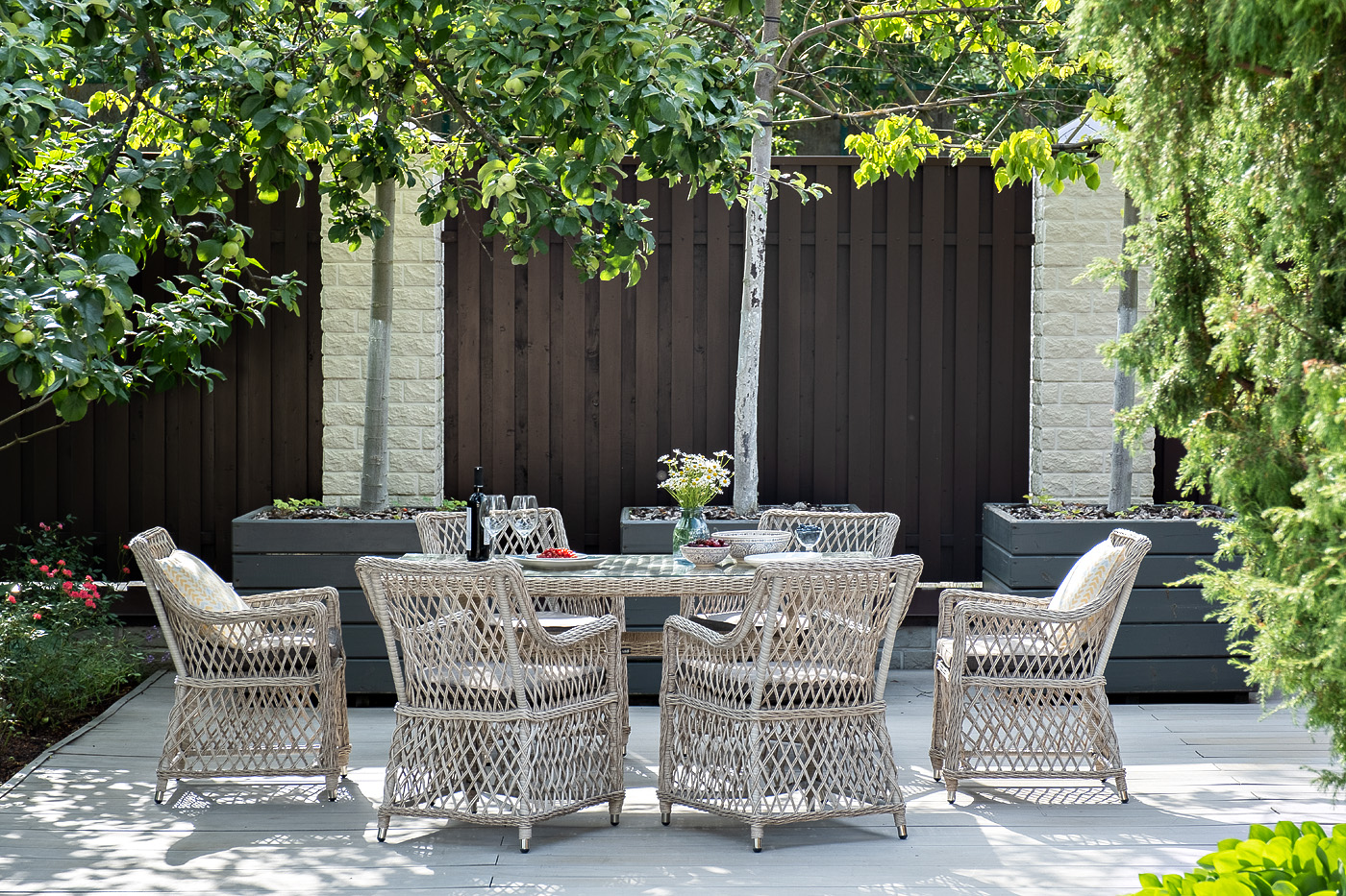 "Латтини" обеденная группа плетеная, цвет бежевый