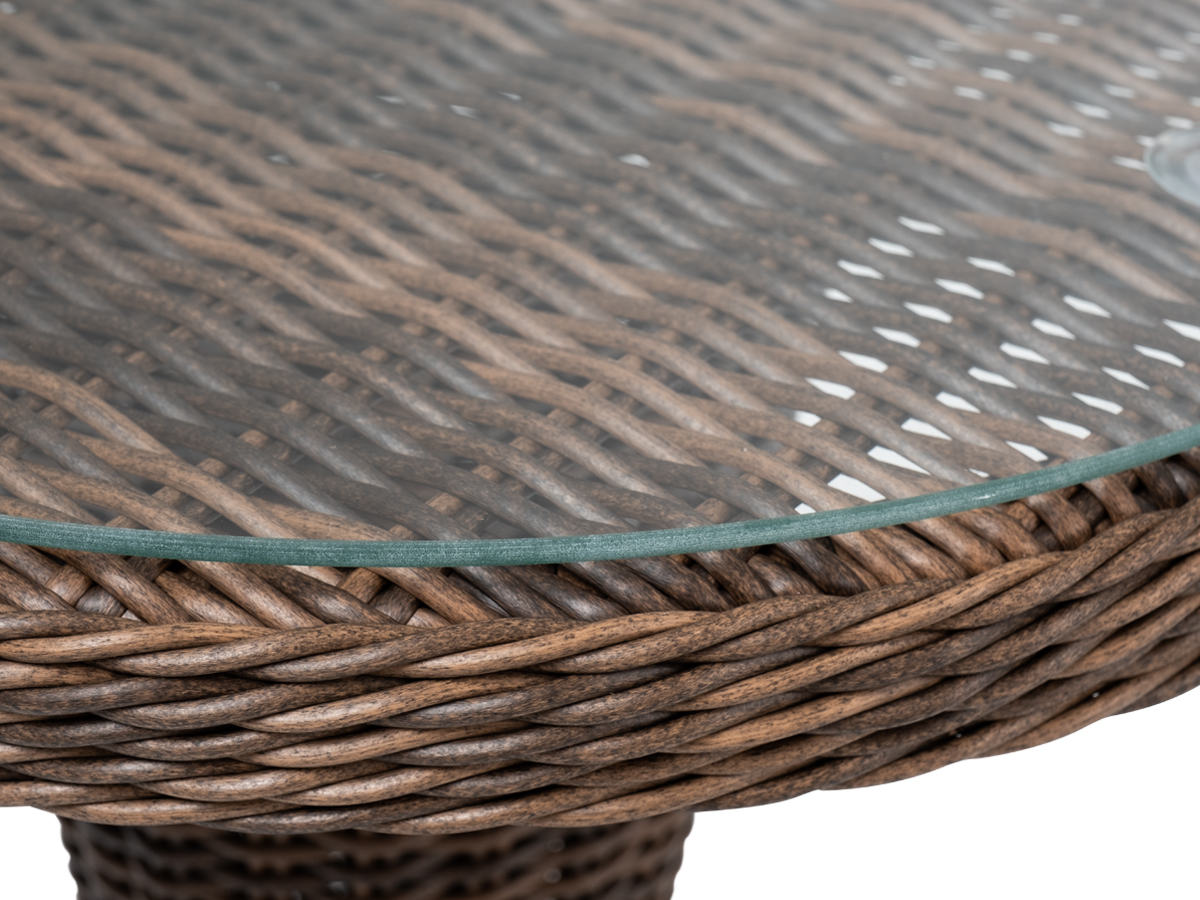 "Леванс" стол круглый из искусственного ротанга, цвет коричневый