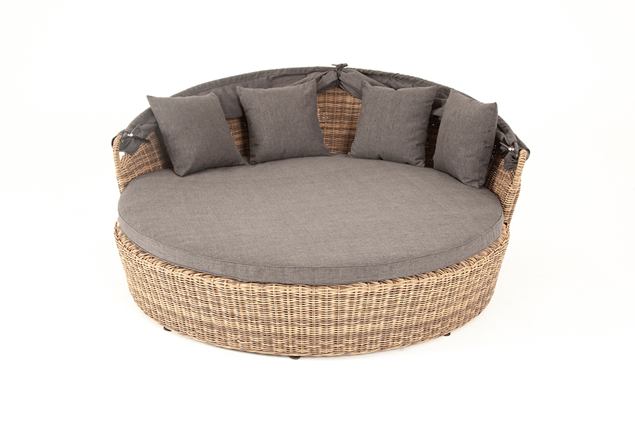 "Стильяно" плетеная кровать круглая, цвет соломенный