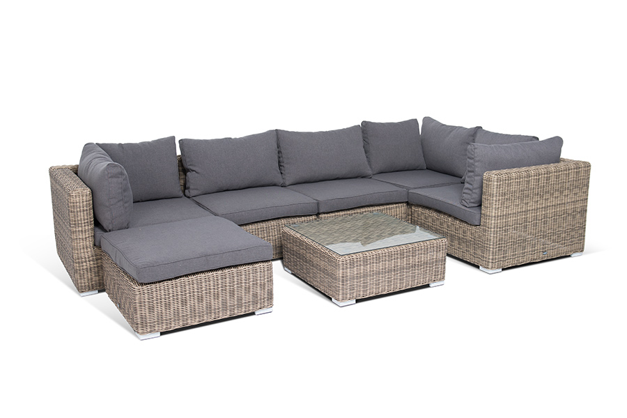 "Лунджи" модуль диванный прямой с подушками, цвет соломенный