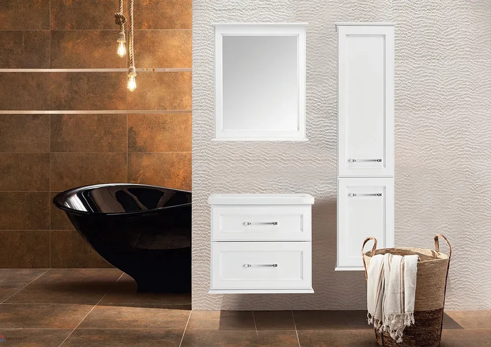 Тумба Венеция 70 Белый Патина Серебро